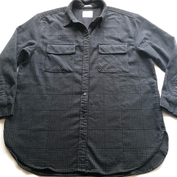 Abercrombie & Fitch Soft A&F Collection Flannel Gray/Black Shirt Men’s Size L - Picture 1 of 13